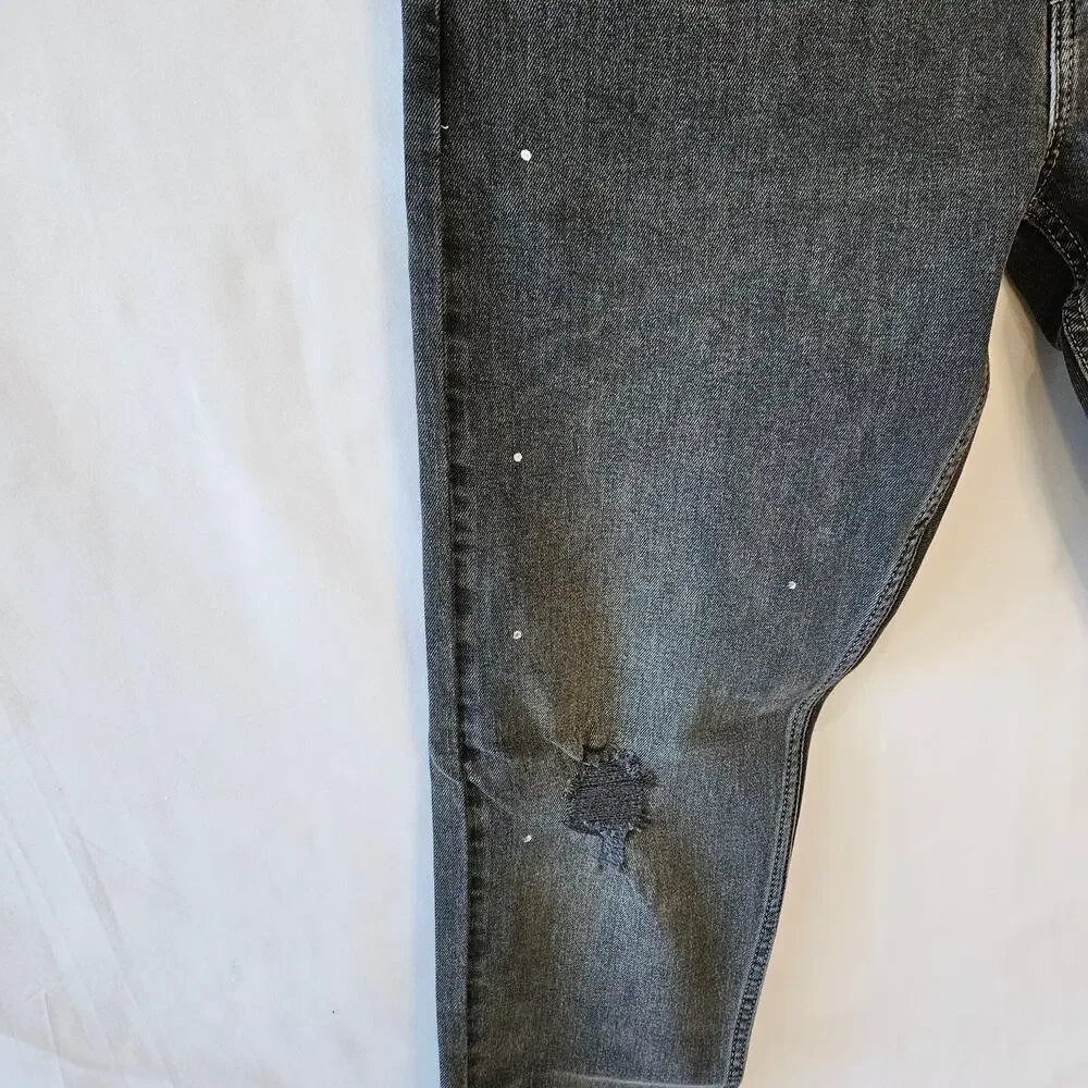 Levi's [Flaw] 512 Slim Taper Black Distressed Paint Splatter Stretch 33x32(30.5)